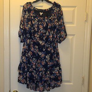 Navy Floral Short Ruffle Dress by Westport/DressBarn, Size XL, NWT